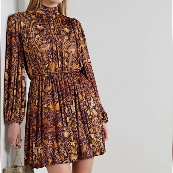 Ulla Johnson Wilhemina Gathered Printed Stretch Jersey Mini Dress Celestial sz S - Picture 1 of 14